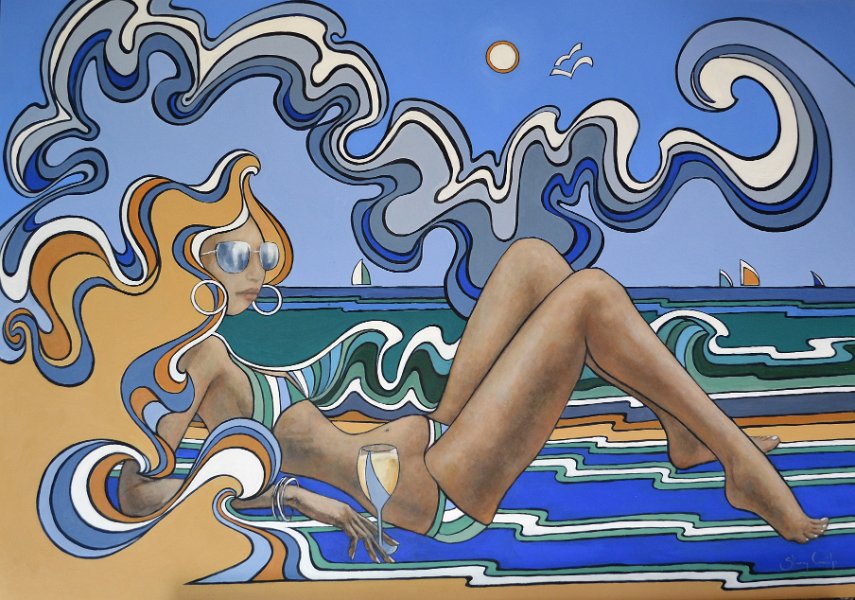 Beach girl - 90cm x 63cm
