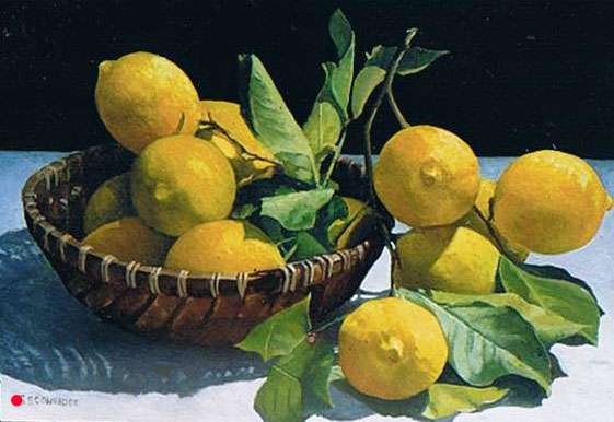 Lemons in basket