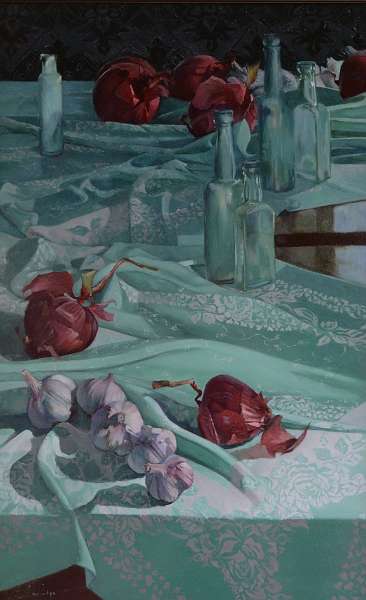 Spanish Onions on Irish linen - 41cm x 65cm