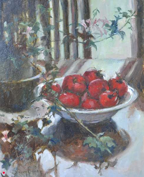 Tomatoes and geraniums - 21cm x 26cm