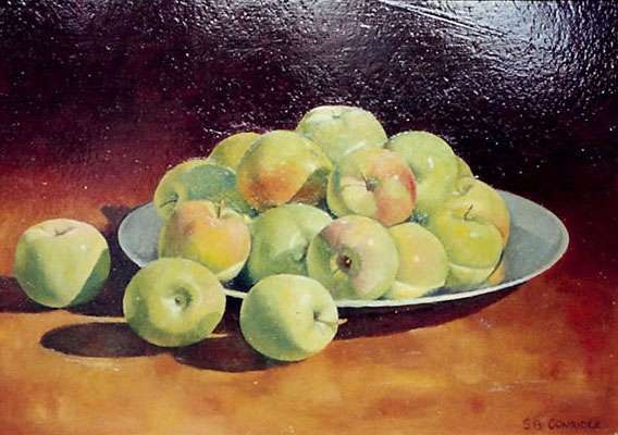 Apples on Silver Plater - 42cm x 31cm
