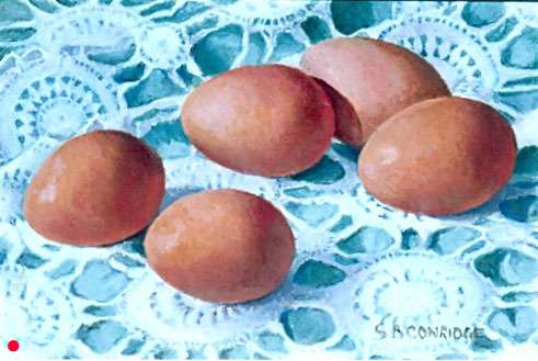 Eggs on lace - 14cm x 20cm