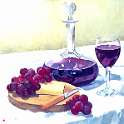 Grapes cheese and Red wine
